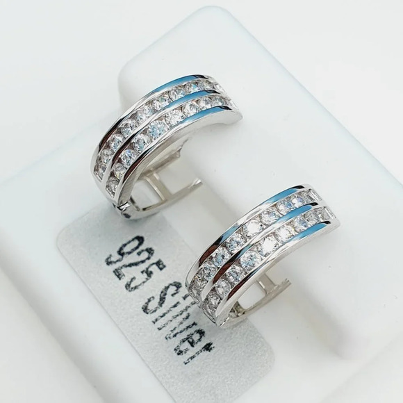 "925 Sterling Silver Cubic Zirconia Earrings, UU1P6A6126 - Picture 2 of 10